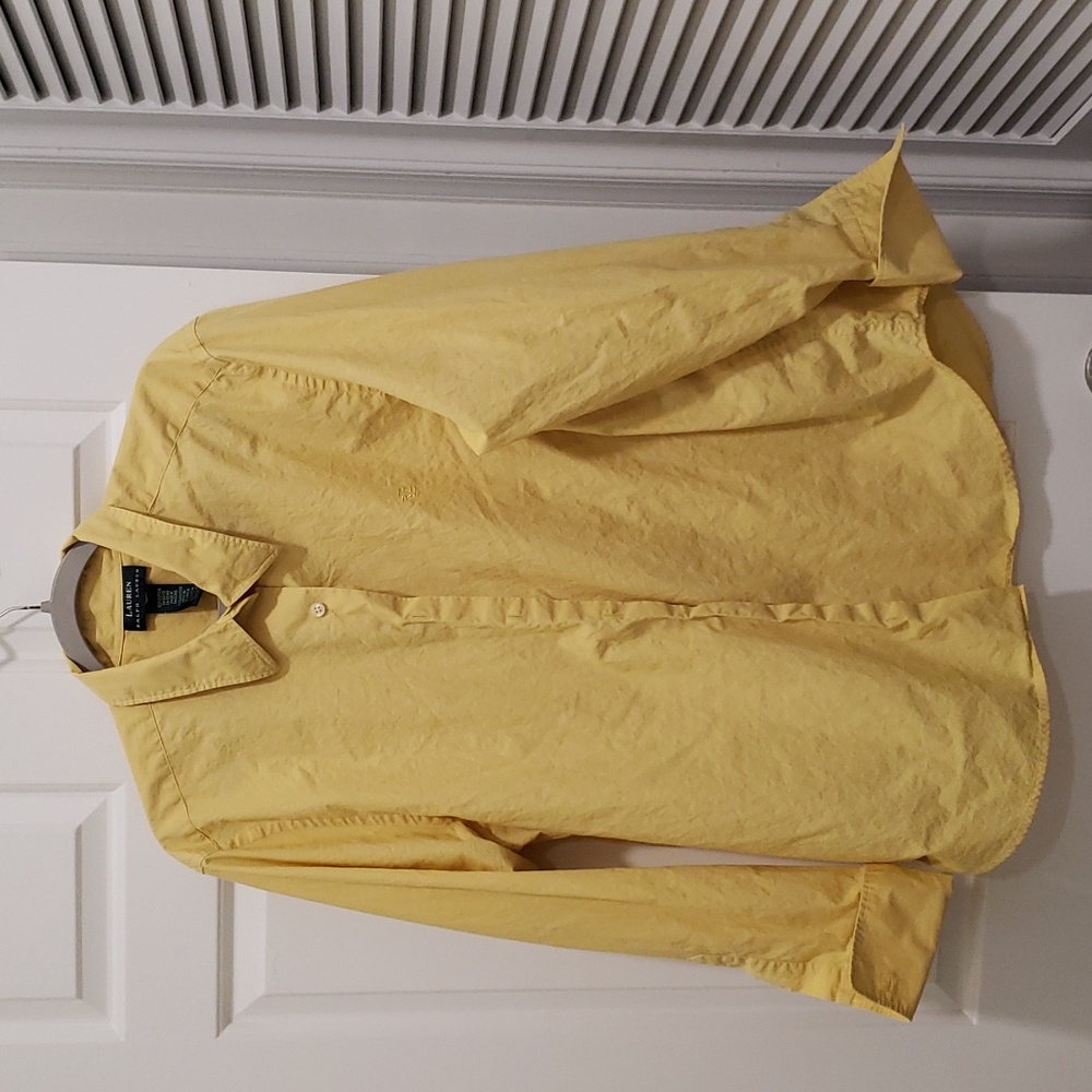 Lauren Ralph Lauren women's gold long sleeved shirt. 100% cotton.